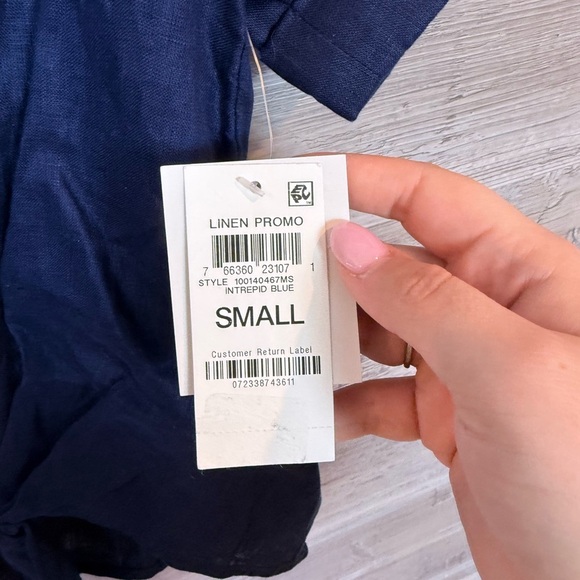 NWT Charter Club Luxury 100% Linen Tie-Front Top Intrepid Blue Small - Picture 5 of 12